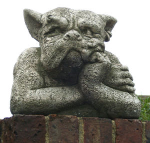 Gordon-scowling gargoyle stone statue for the garden
